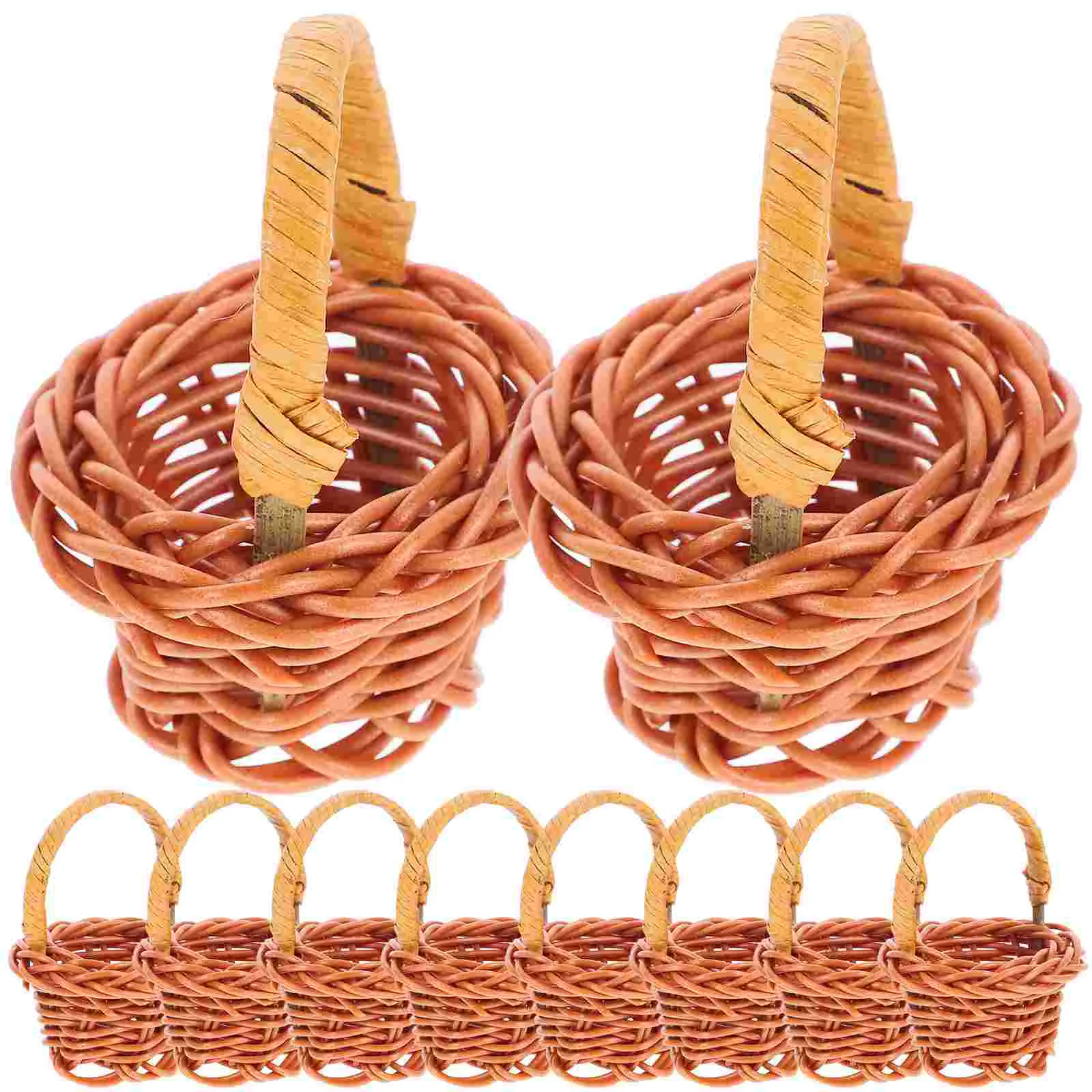 

Small Flower Basket Handheld Woven Basket Rattan Woven Mini Hand-Carried Basket Household Office Decor Basket Ornaments