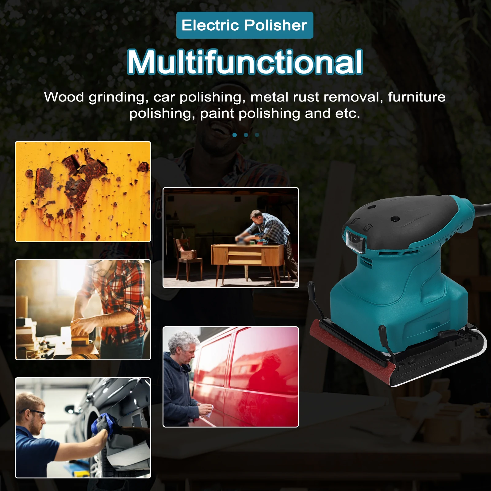 400W Orbital Sander Wood Grinder Electric Car Polisher Multifunctional Wood Metal Waxing Polishing Grinding Sanding Machine 6