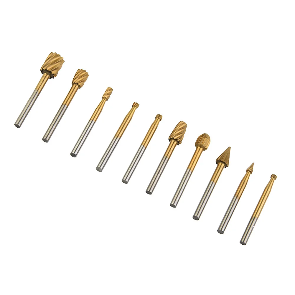 Router Burr Engraving Wood Root carving Olive pits Set Grinding Bits Tool 10pcs