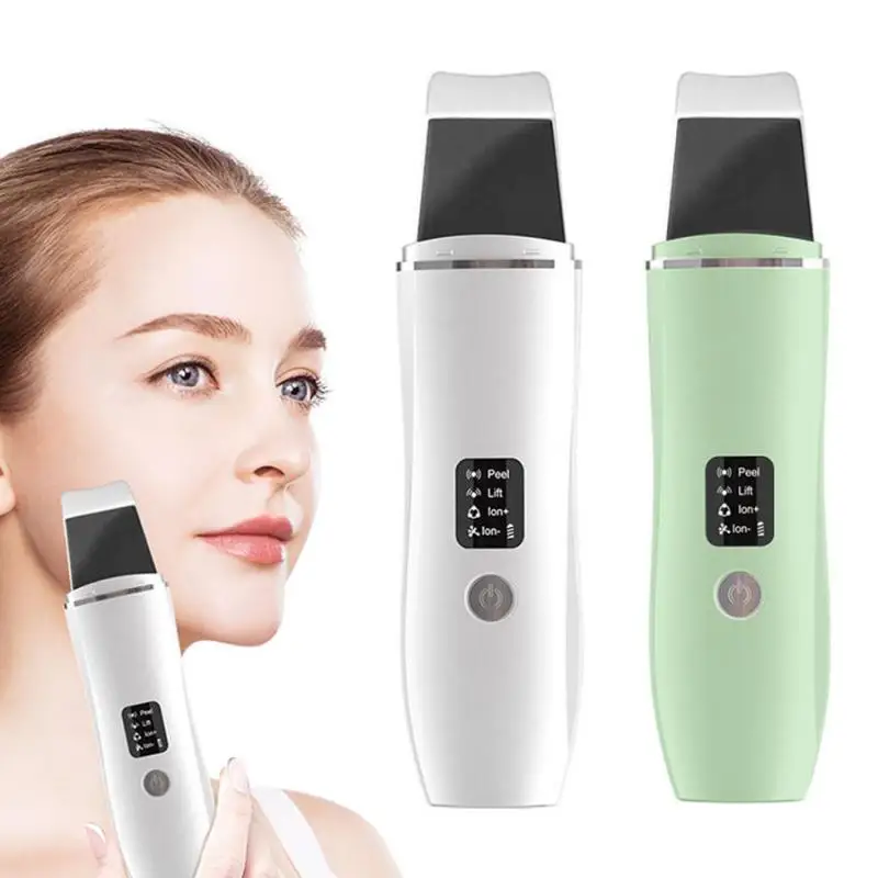 Ultrasonic Skin Scrubber Blackhead Remover Facial Cleanser 4 Modes Peeling Shovel Face Lifting Tool EMS Spatula Deep Cleansing
