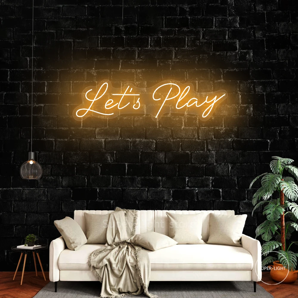 

75cm Lets Play Neon Sign, Led Flex Neon Light, Wall Decor For Bedroom Home Game Party, Birthday Wedding sign,Personalized Gif