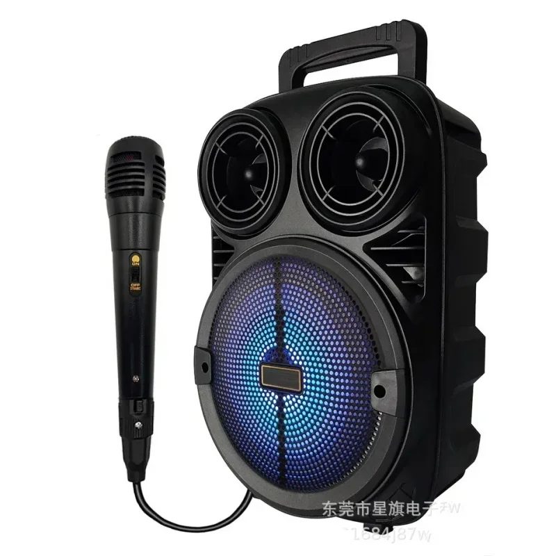야외 휴대용 블루투스 스피커, HIFI 3D 서라운드 사운드 베이스 스피커, 노래방 사운드 음악 센터 시스템, RGB 조명, 마이크 FM 포함