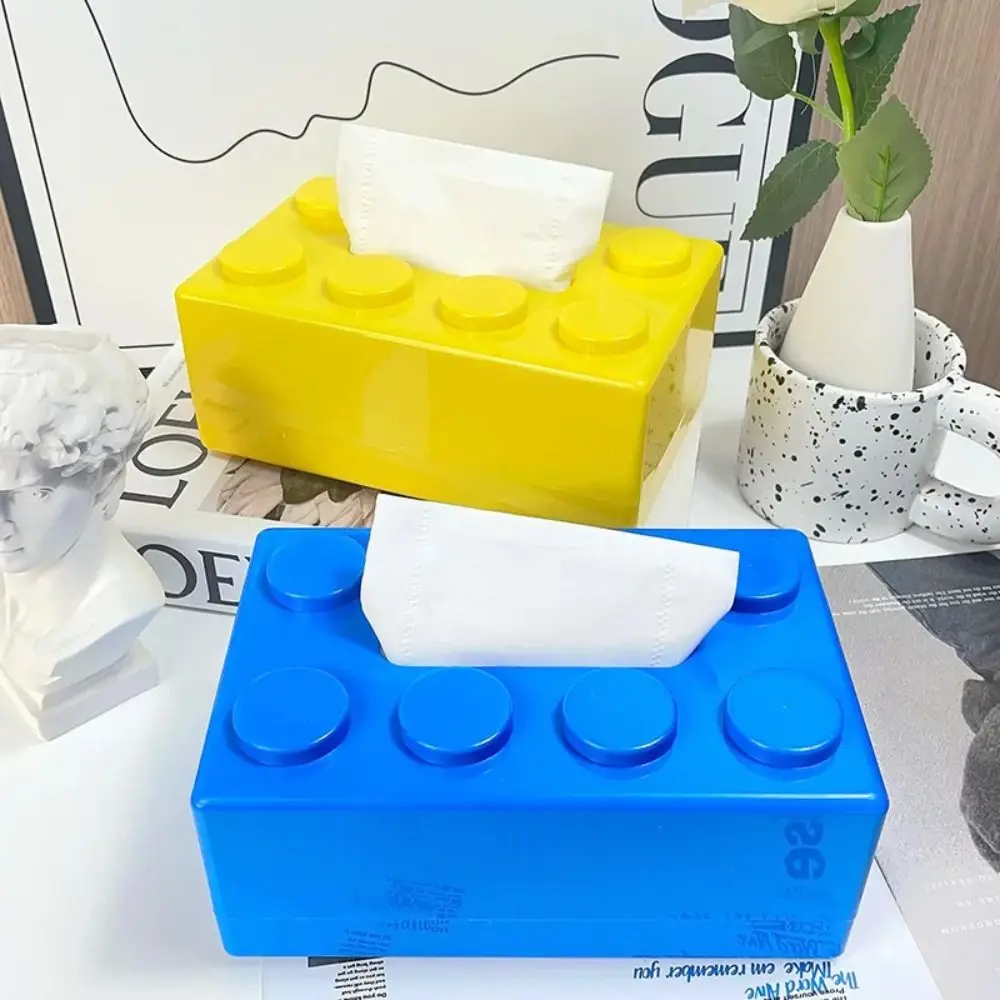 Creative Building Blocks with Spring Tissue Box Wall-mounted Perforation-free Paper Holder Bathroom Face Towel Box Organizer tissue dispenser tissue box