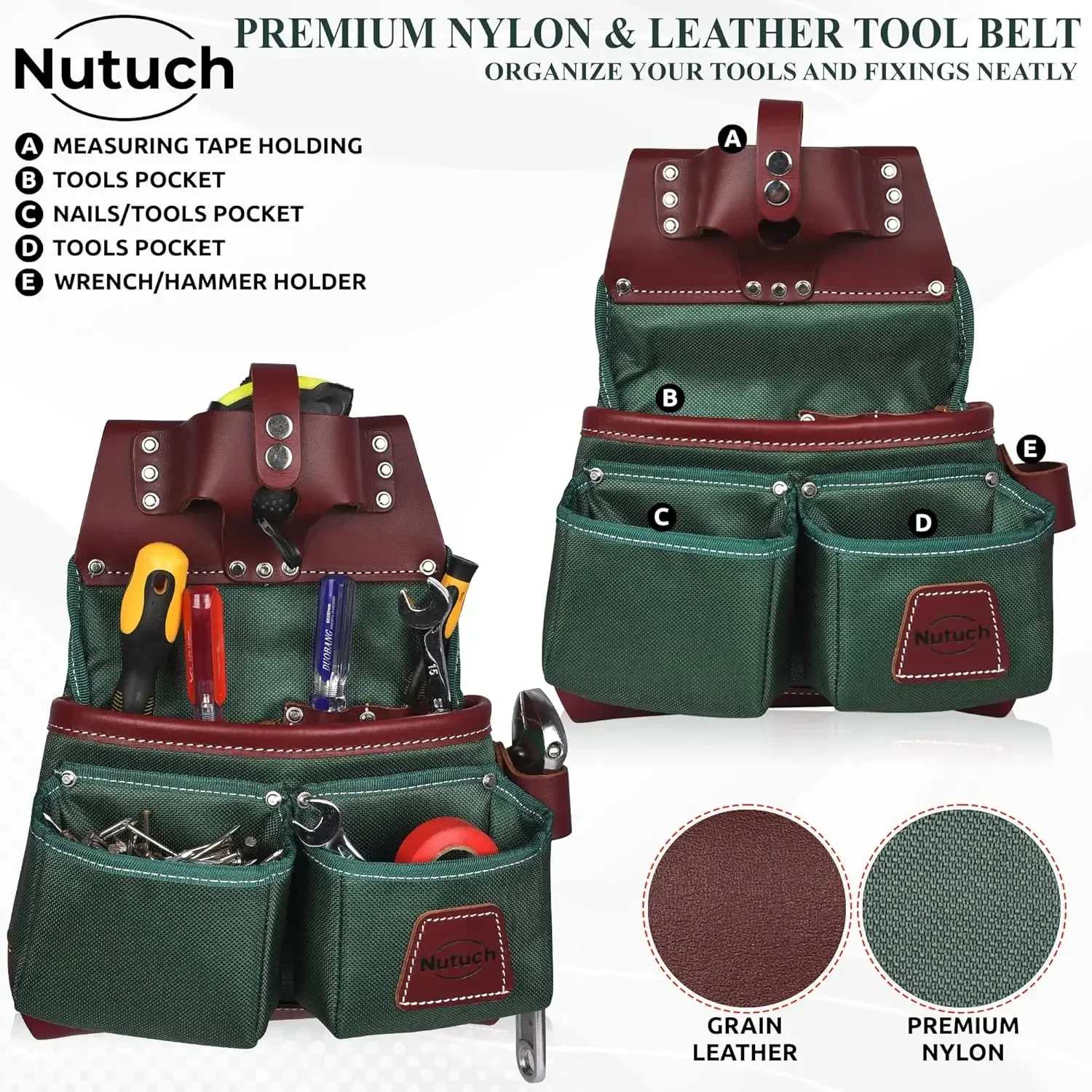 and Leather Belt Nylon lPouch Carpenter Belt Construction Framers Electrician  Belts Drywall 3