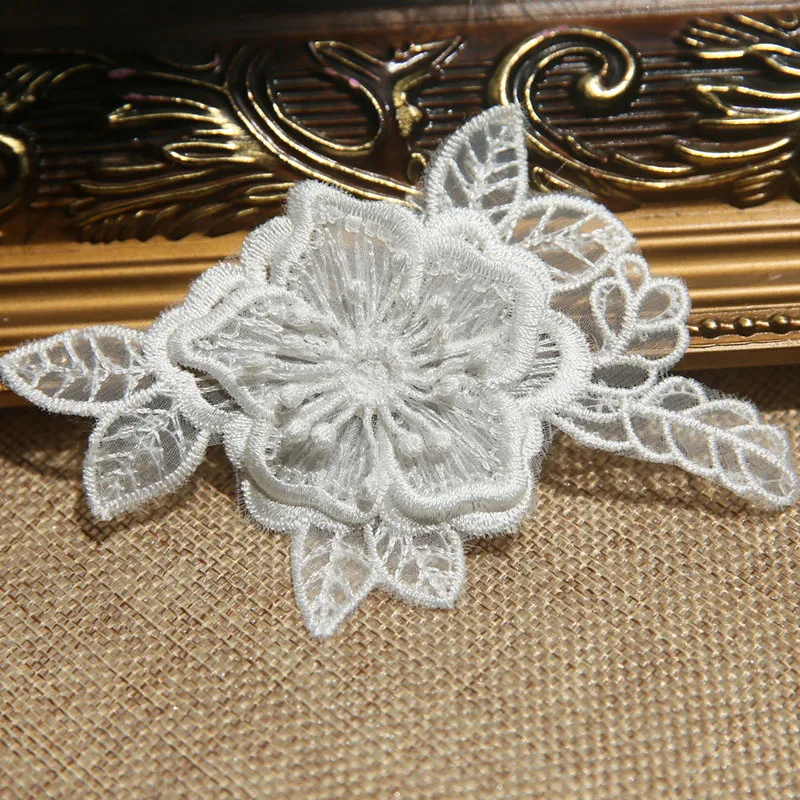 10 teile/los DIY Weiß Organza Blume Patches Für Kleidung Stickerei Patches Für Dekorative Parches Applique Nähen Handwerk – Detail 13