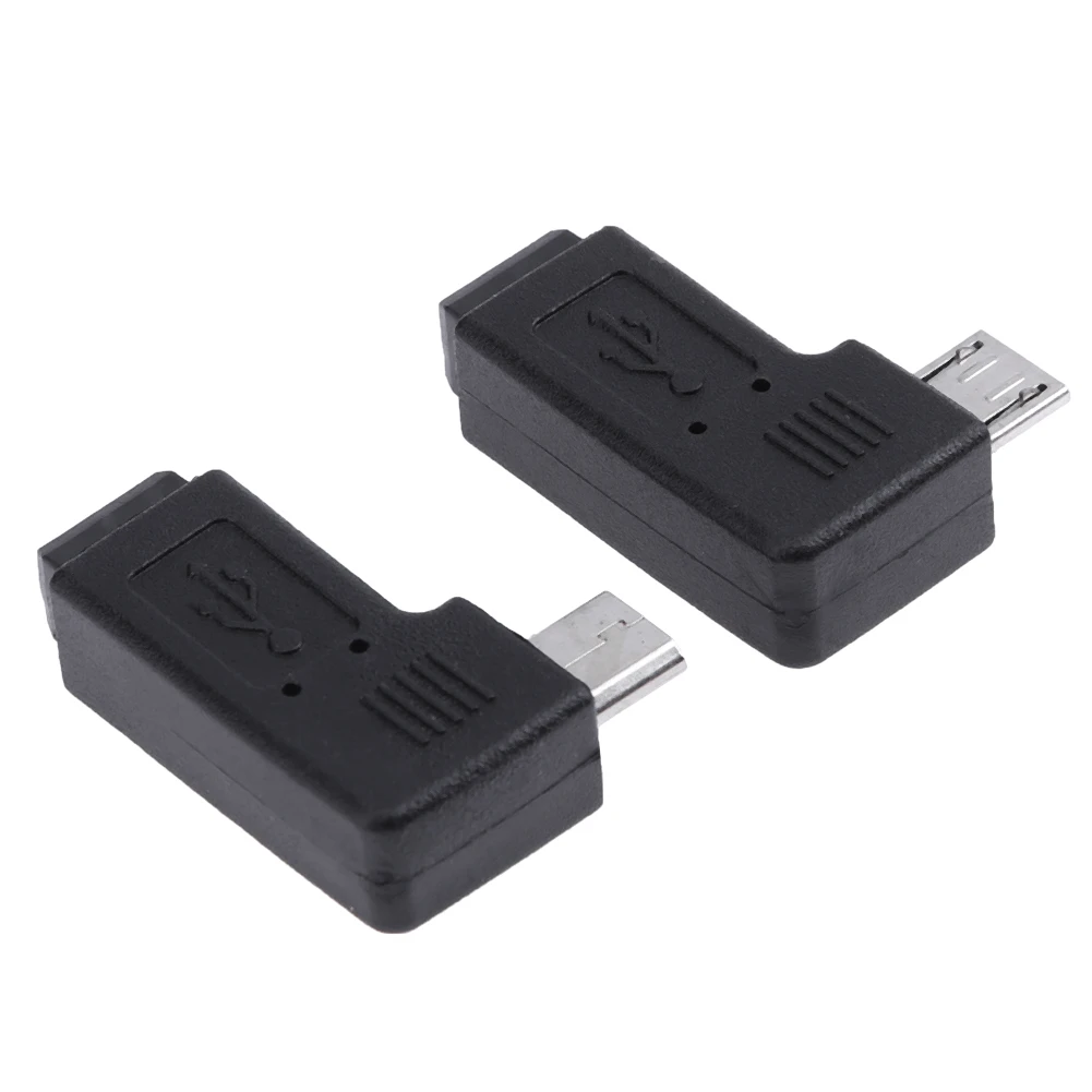 2개 미니 USB 암-마이크로 USB 수 어댑터 좌우 90도 각도 미니 USB 암-마이크로 USB 수 커넥터