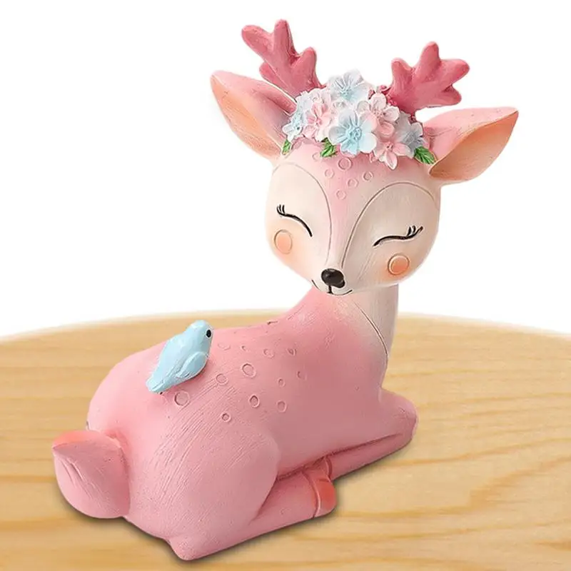 

Resin Cartoon Deer Figurine Resin Reindeer Statue Home Decor Bookshelf Living Room Office Desk Deer Statue Accents Decoration
