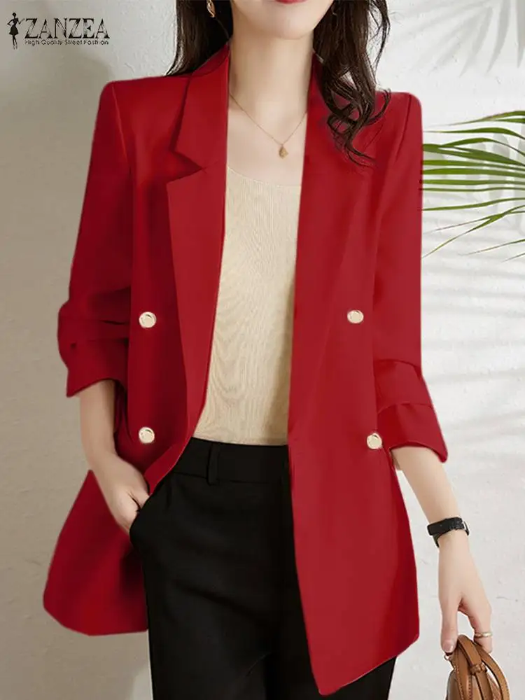 

ZANZEA Fashion Spring Long Sleeve Lapel Neck Jackets Elegant Women OL Blazer Suits 2023 Solid Buttons Down Work Coats Outwear