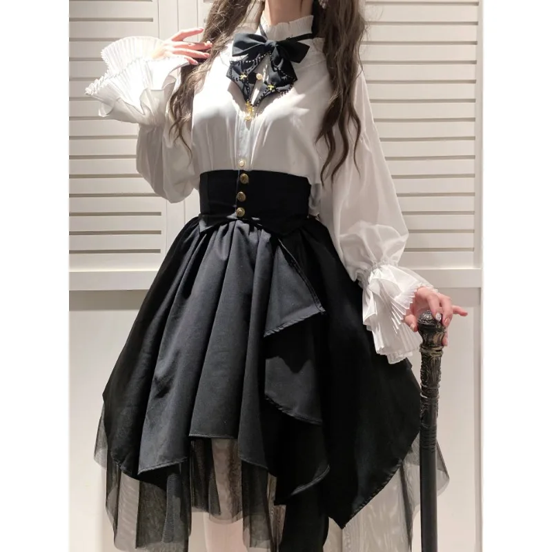 2025 Japanese & Korean Lolita Gothic Vintage Kawaii Irregular Cosplay Skirt Set 5