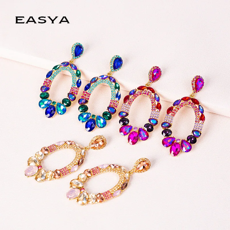 

New Crystal Earrings Simple and Elegant Dangle Earrings for Women High-Quality Fashion Rhinestones Y2k Jewelry Accessories