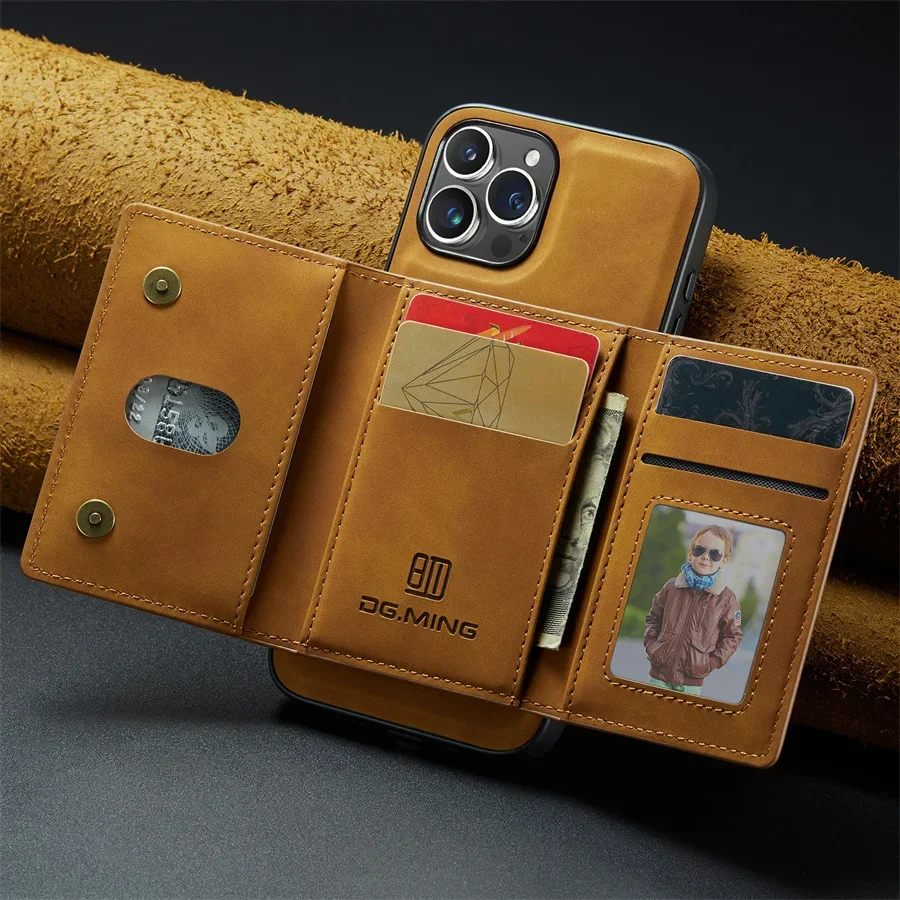 Magnetic Leather Wallet Case with Detachable Money Stand