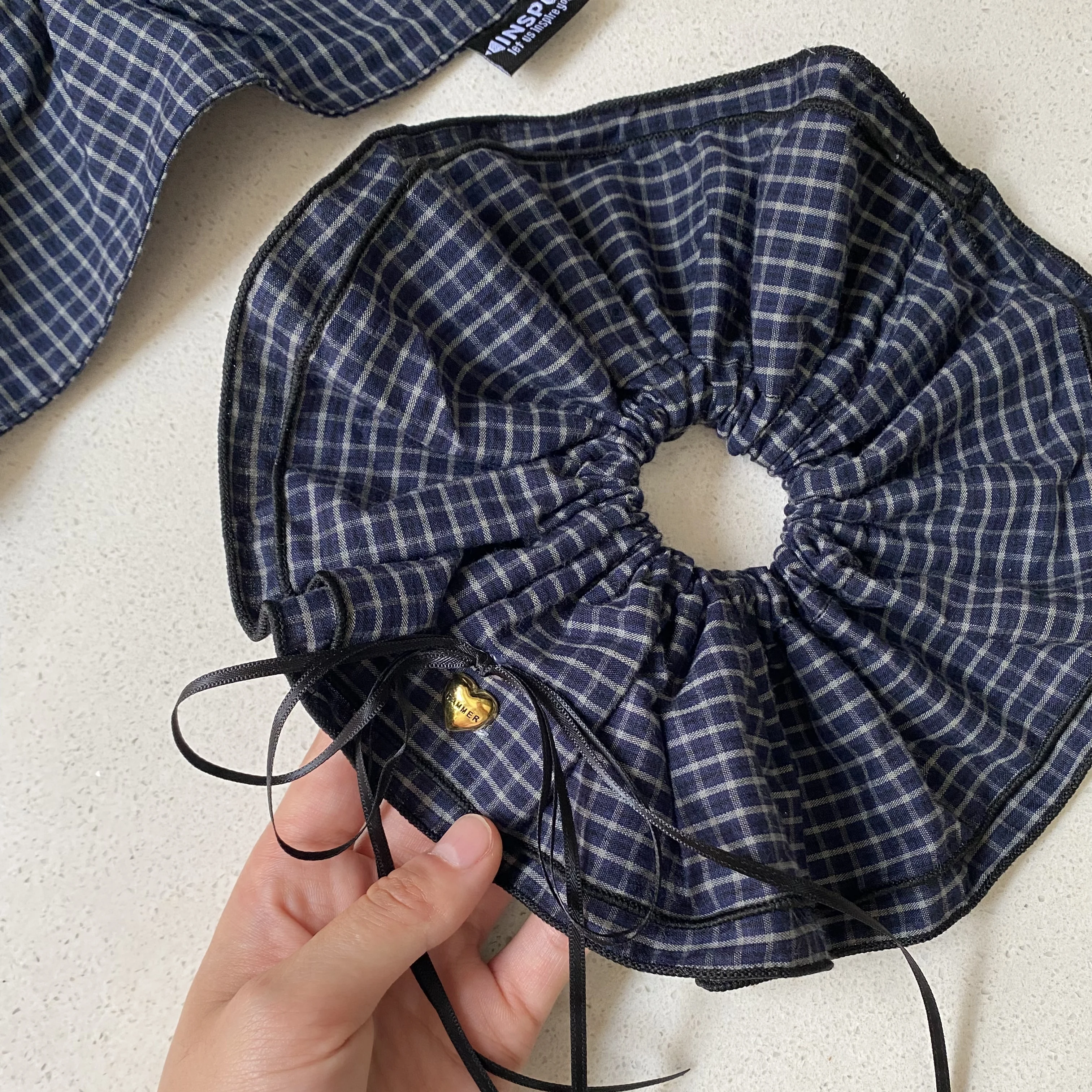 1PC Preppy Style Plaid Hair Accessories Set, 2 - Piece Scrunchie & Hair Tie, Cute College - Inspired Hair Decor For Women