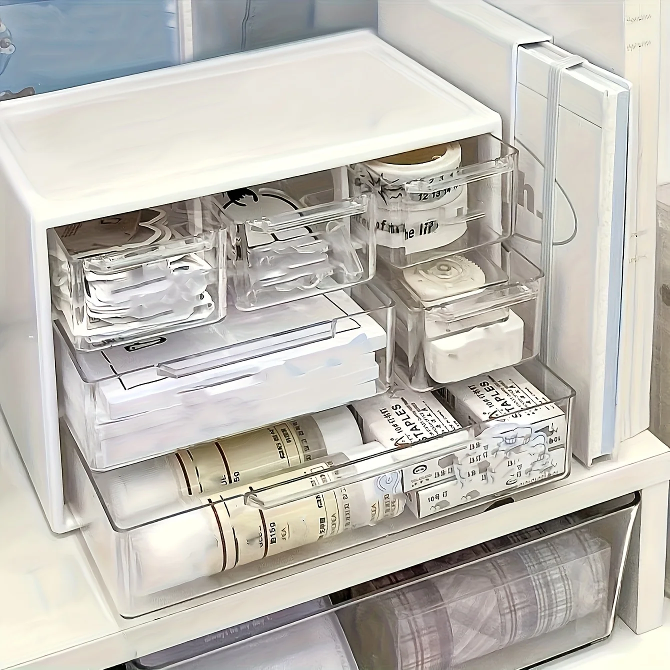 Desktop Organizer with Six Drawers-Spacious and Multifunctional Container,Perfect for Office Supplies,Stationery,Dorm Essentials - 5