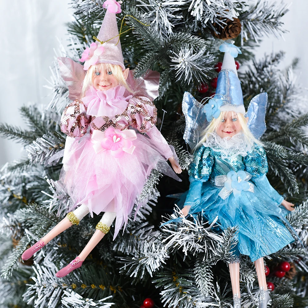 35cm Flower Fairy Pixie Elf Dolls Christmas Tree Pendant