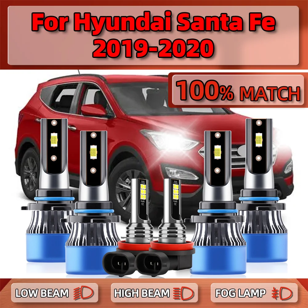 

Canbus LED Headlight Bulbs 360W 60000LM High & Low Beam Fog Lights 12V 6000K White Auto Lamps For Hyundai Santa Fe 2019 2020