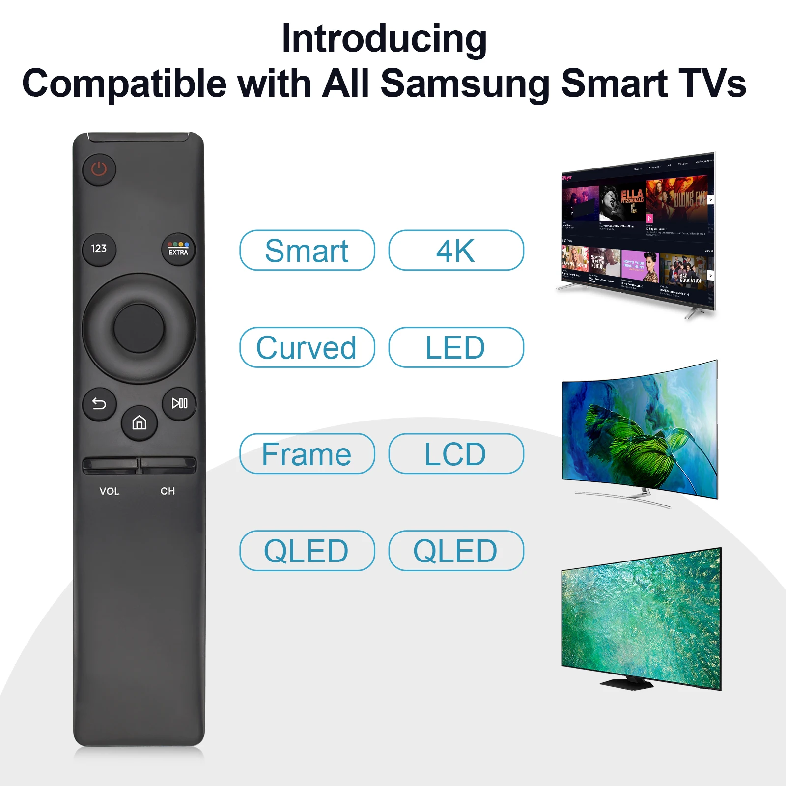 Remote Control Bn59-01259E Universal Compatible with Samsung Tv Un40Ku6290 Un40Ku6290F Un43Ku7000D Un49Ku7000 Un55Ku6290F Un50Ku