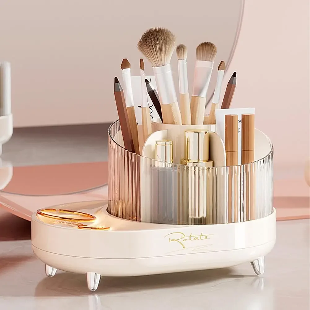 Makeup Brush Holder,360°Rotating Makeup Brushes Organizer,Clear Cosmetic Brushes Holder Storage for Vanity Desktop Bathroom 2