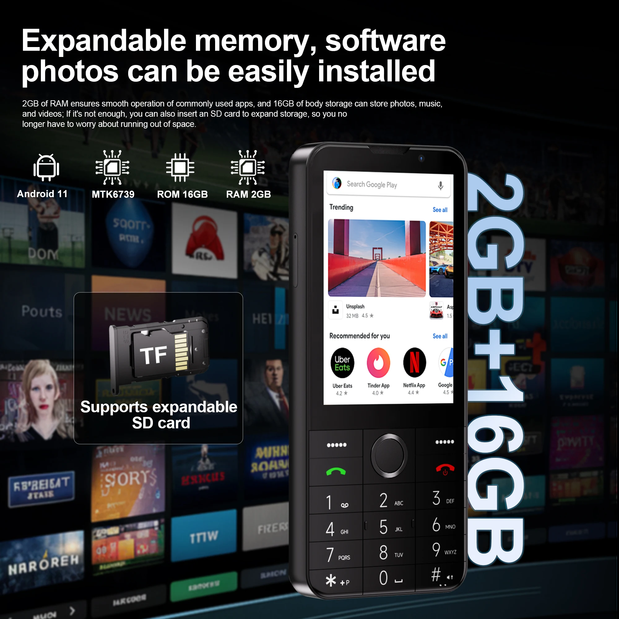 SERVO Touch Screen Android Smartphone 4G LTE Dual SIM Card 2GB RAM 16GB ROM Play Store WiFi Hotspot Smart Button Mobile Phones