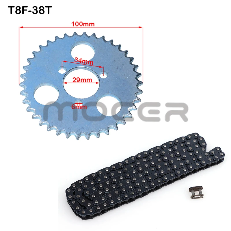 47cc 49cc T8F Chain 136 Links and 38T 44T 54T 58T 64T 74T Teeth Sprocket Kits For Mini Moto Atv Quad 2 Stroke Engine Parts