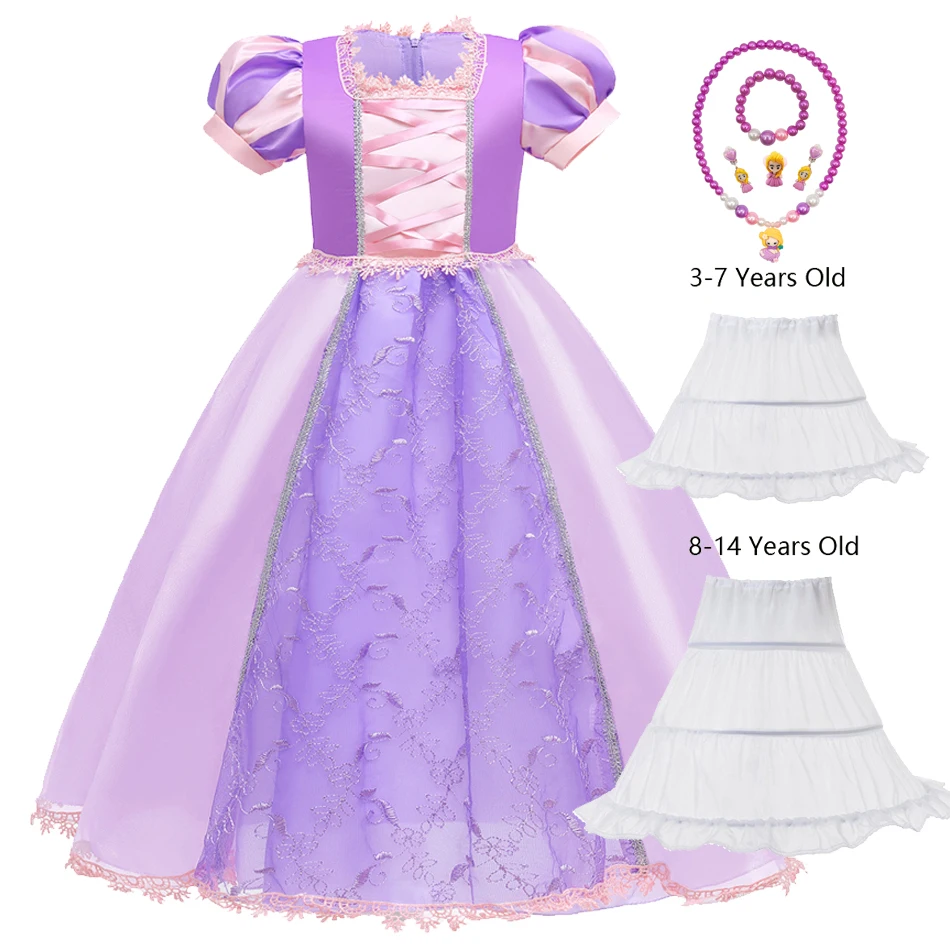 Abito Da Principessa Per Bambina Con Corona, Bacchetta E Ali - Compleanno, Halloween E Cosplay (Taglie 110-140 Cm)