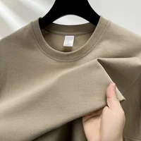 100% pur coton été haut de gamme marque hommes à manches courtes col rond Style à la mode demi manches haut respirant T-shirt 3