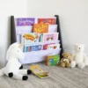 Wood/White - Premium Book Shelf for Kids Rooms with Four Deep Pockets - Toddler Sling Book Rack with Deep Sleeves 1