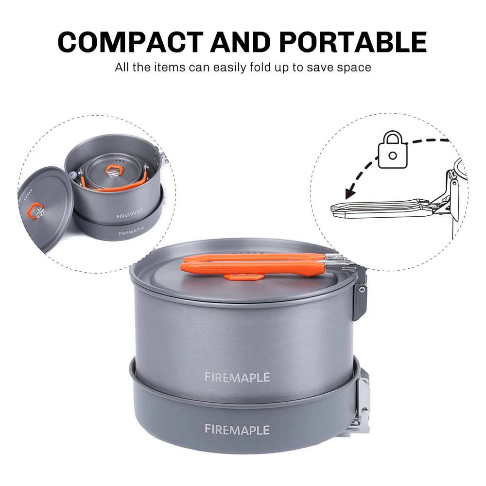 Fire Maple Camping Cookware Set Hiking FEAST Heat-exchanger Aluminium Pot Outdoor Foldable Pots Travel Tourism Tableware Dishes