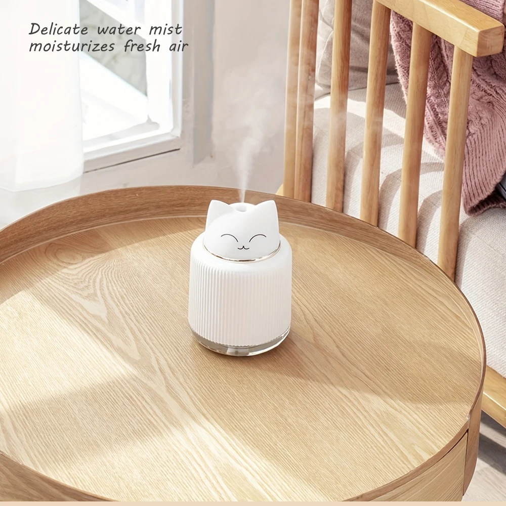 미니 귀여운 고양이 홈 침실 아로마 디퓨저 청정기, 향수 쿨 미스트 메이커, USB 300ML 에센셜 오일 가습기 미니 귀여운 고양이 홈 침실 아로마 디퓨저 청정기, 향수 쿨 미스트 메이커, USB 300ML 에센셜 오일 가습기