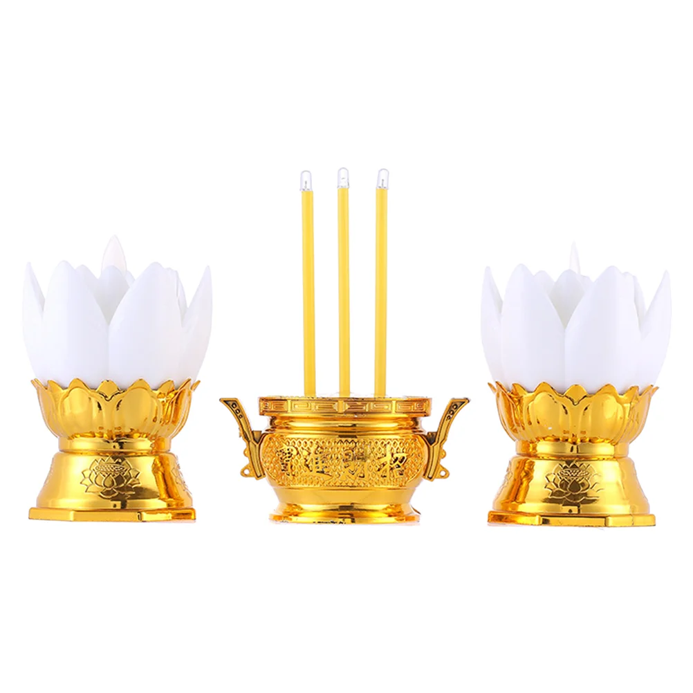 

Incense Holder Lotus Lamp Ornament Electric LED Light Stick Aromatherapy Supplies White