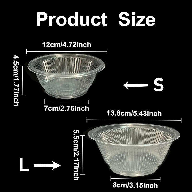 Set of 50/100 Disposable Transparent Plastic Bowls