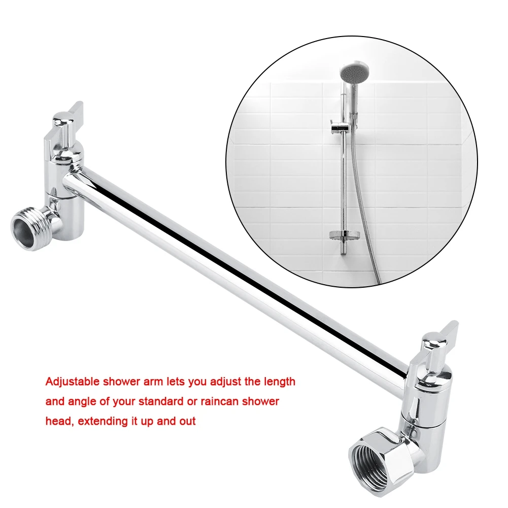 Adjustable Shower Arm Extension Adjustable Arch Design Shower Extension Arm Wall Mount for Bathroom Showering Shower Arm