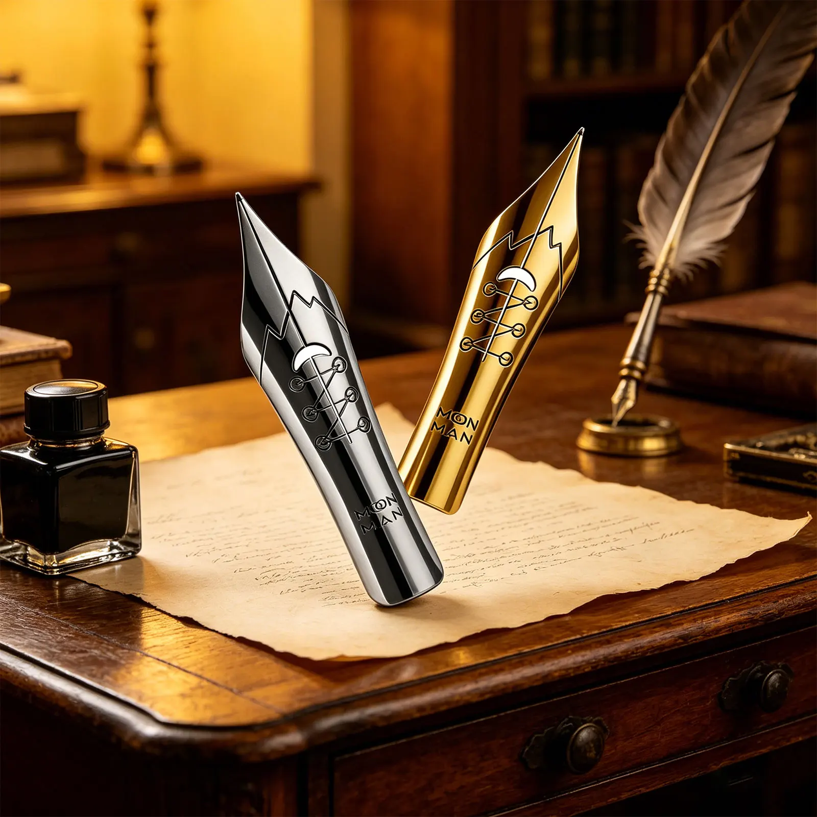 MAJOHN Soft Elastic Calligraphy Nib with Round Body and Pointed Tip for Copperplate and Gothic Styles