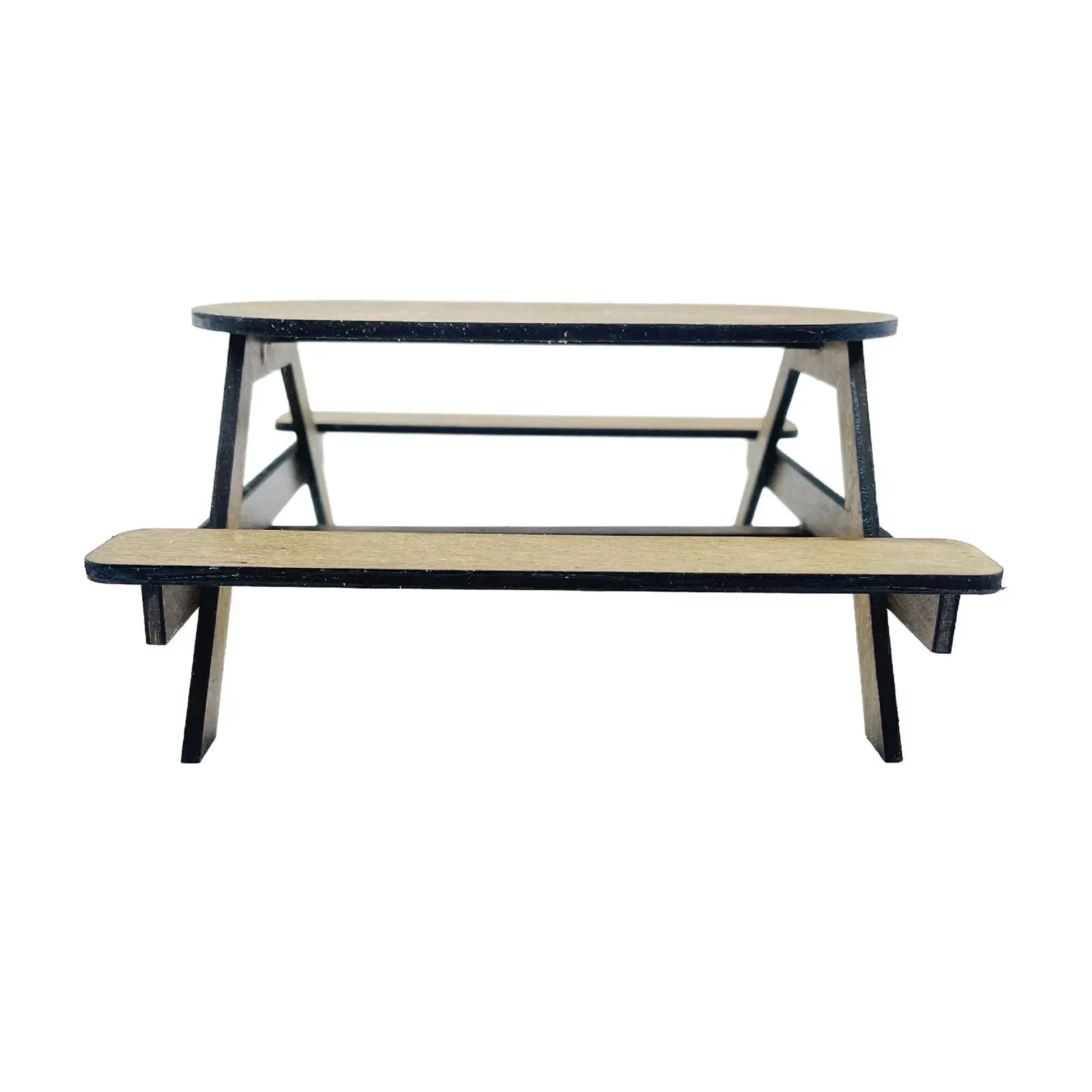 

Dollhouse Miniature Picnic Table Wooden, Pretend Play,Rustic,1:12 Table Dollhouse Furniture for Diorama Decor