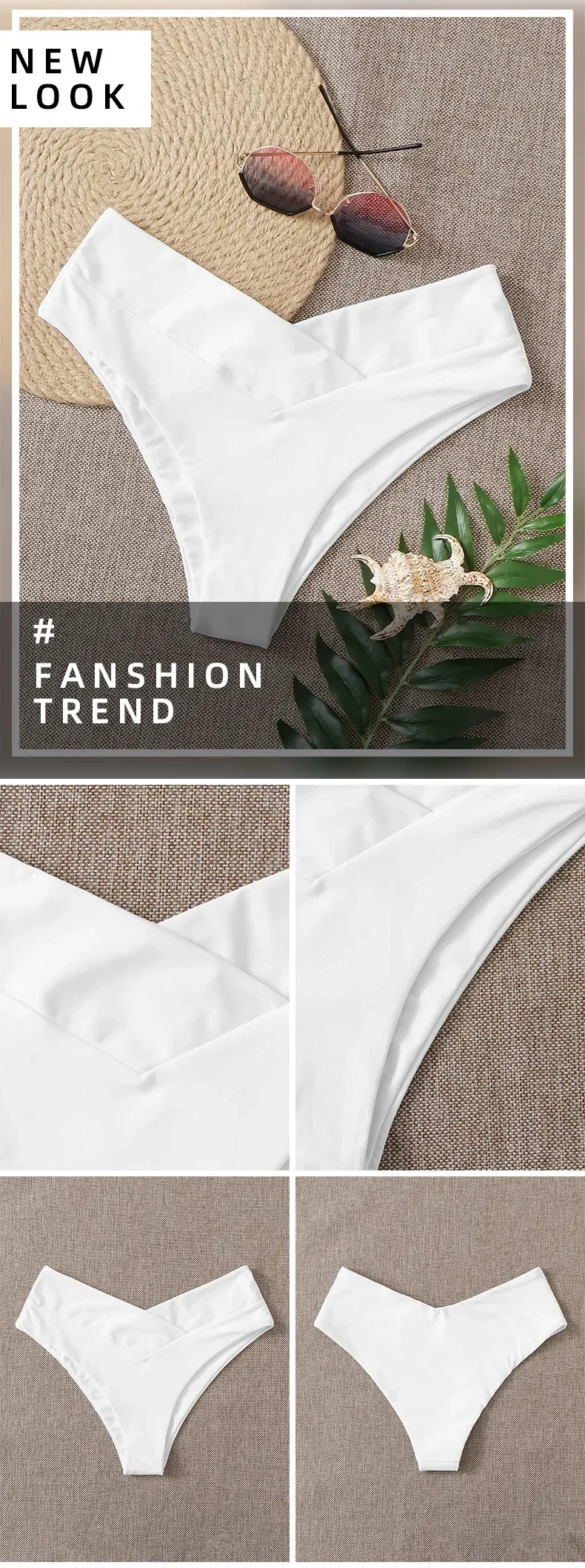 Fashion Sexy Thong Bikini Bottoms Women High Waist Brazilian Thongs Swimwear Swimsuit Solid Bottom Swimming Suit