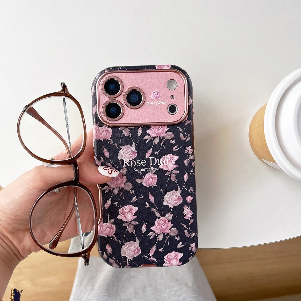 Vintage Rose Totem Lace Design Shockproof Phone Case with Camera Lens Protection