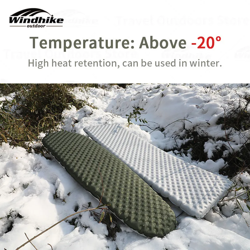 Windhike R5.8 Camping Inflatable Mat Nylon Silver-Coated Moisture-Proof Pad -20&deg; Winter Outdoor Sleeping Pad Free Inflatable Bag