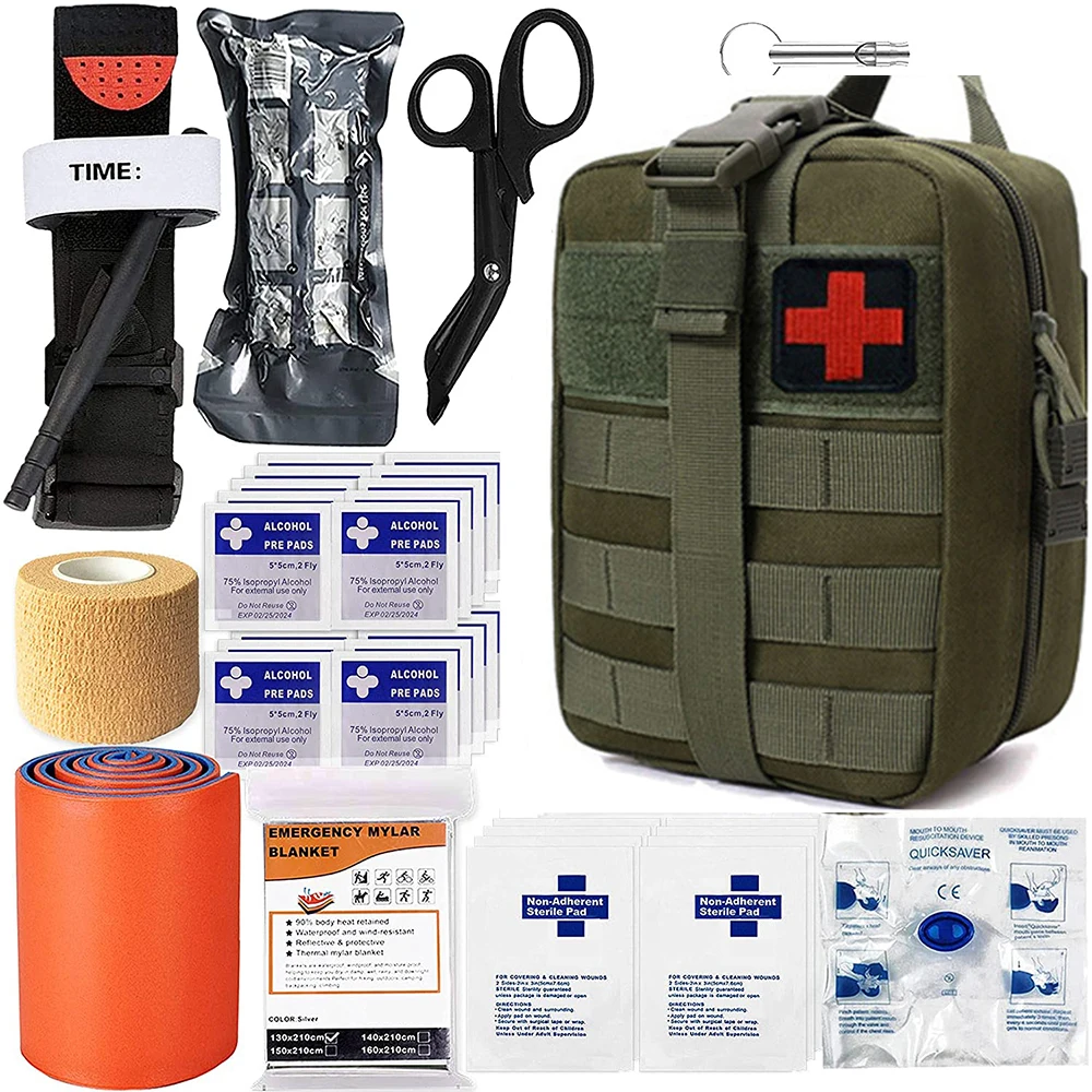 

Emergency Survival First Aid Kit, Military Tactical, Admin Pouch, EMT Bug Out Bag, Camping Gear, Molle, IFAK, EMT for Trauma