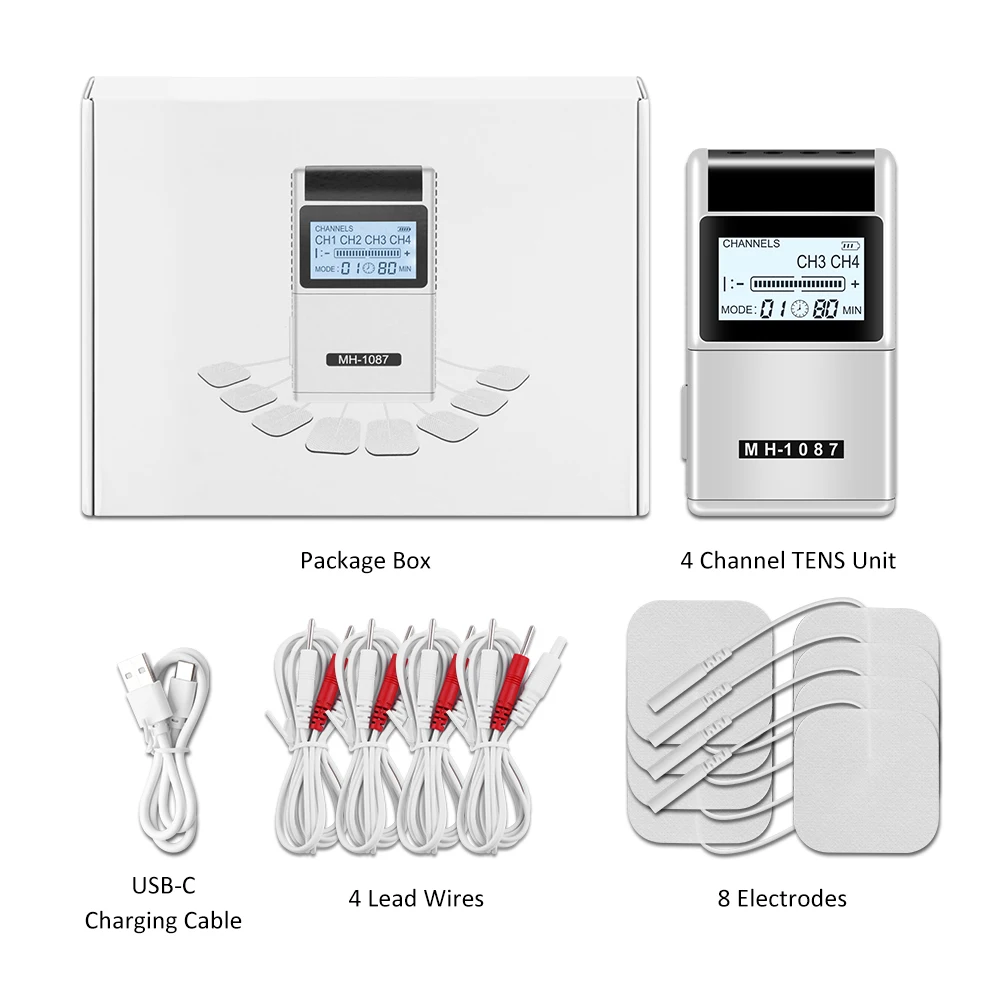 4 Channel TENS EMS Unit 15Mode Muscle Stimulator for Pain
