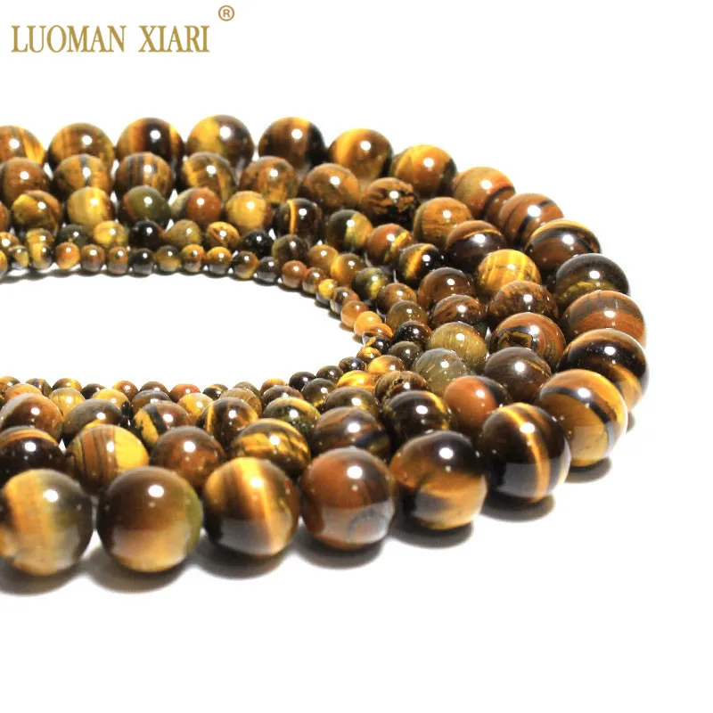 Bulk Natural Tiger's Eye Gemstone Loose Round Beads Jewelry Findings 6mm-10mm 