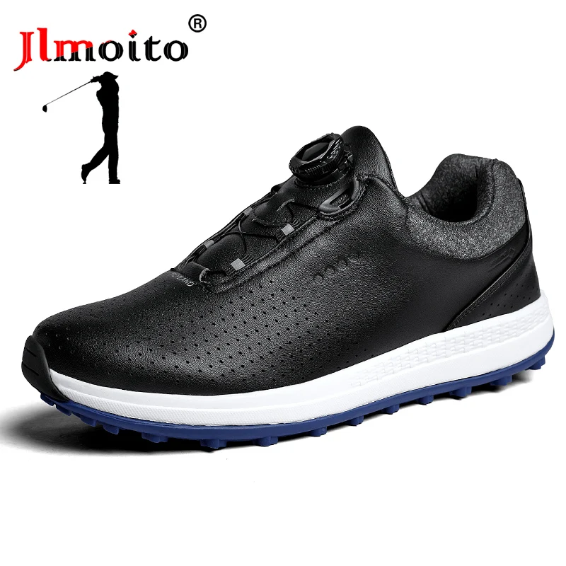 

Breathable Men‘s Leather Golf Shoes Non-slip Golf Sneakers Spikeless Golf Training Sneakers Quick lacing Golf Athletic Shoes 47