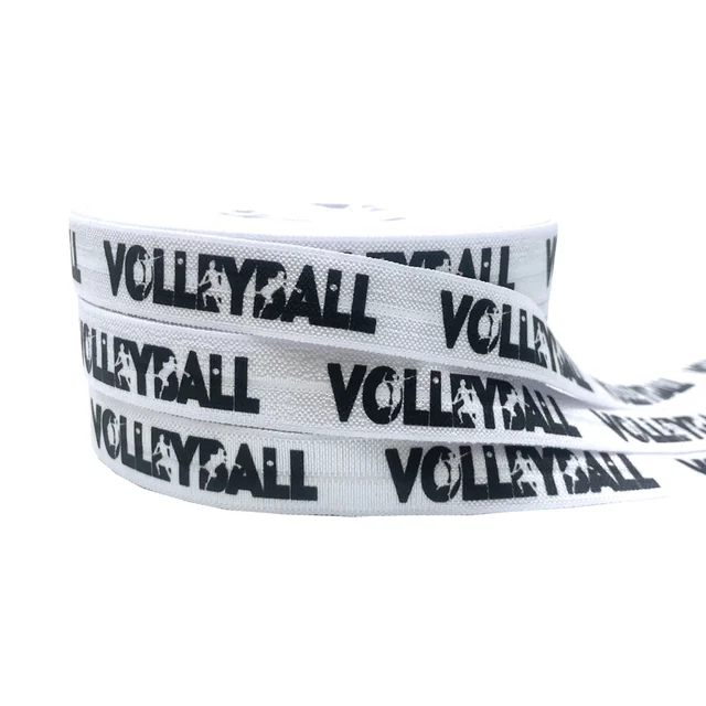 10Yard volleyball Print Sports  Fold Over Elastic 15MM FOE Elastic Ribbon For DIY Headwear Gift Webbing Accessories 3