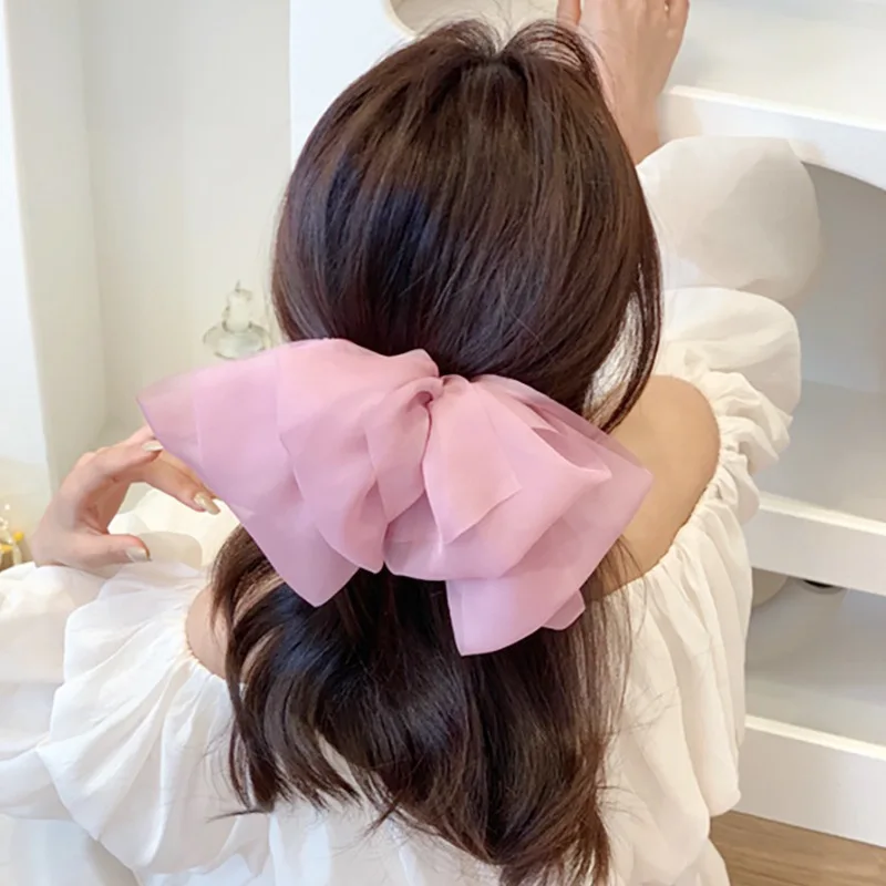 Fermaglio per capelli in Chiffon Bowknot fermaglio per Bowknot Super grande per donna comodo copricapo accessori per capelli donna accessori per abbigliamento - immagine 6