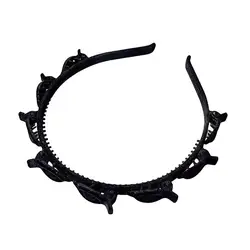 Elegant Braided Hair Decor with Non - Slip Clip and Double - Band Design (Flocking Black)
