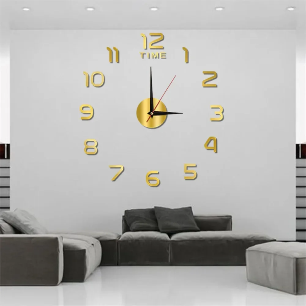 Wall Art Mirror Silent Three-dimensional Decoration Punch-free Restaurant Clock Creative Acrylic DIY Wall Clock Decor Clocks wall clock mirror clock face