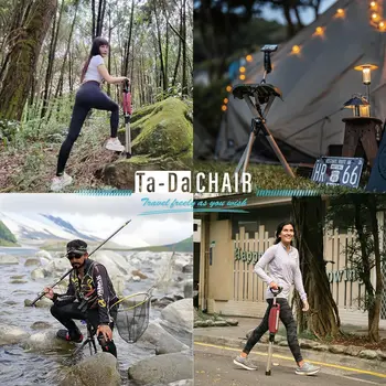 Portable Trekking Hiking Pole, Folding Walking Stick with Seat, Walking Cane with Chair, Foldable Chai 6
