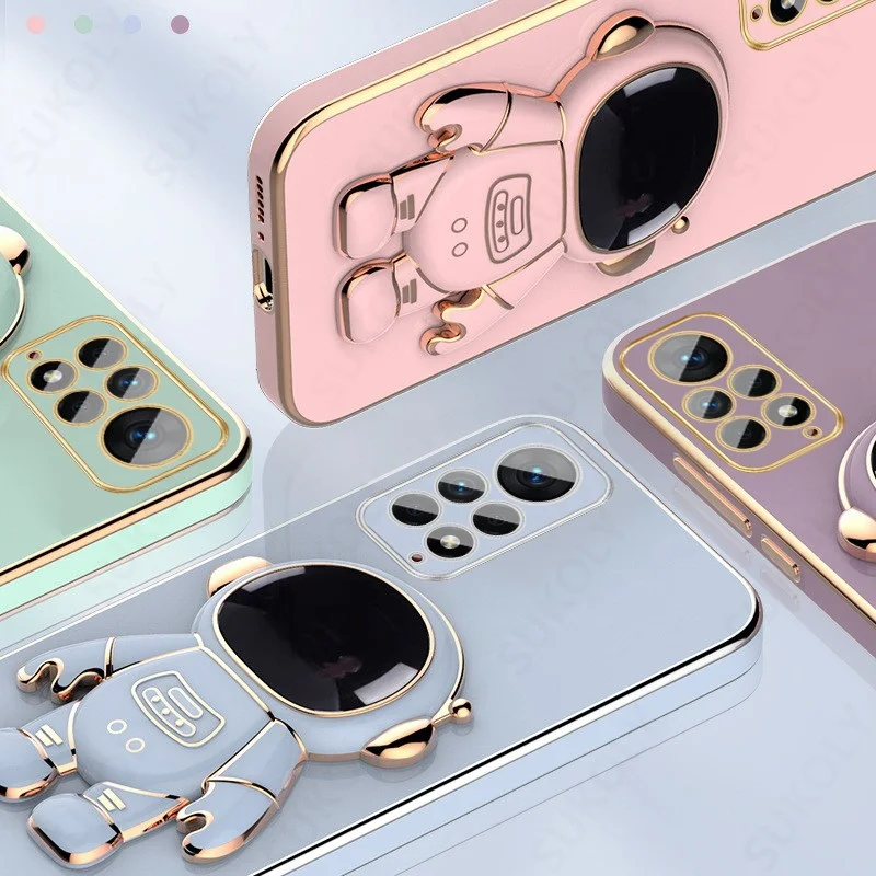Placcatura 3D Astronauta Caso Del Basamento Per Xiaomi Redmi Nota 11 10 9 Pro 11s 10s 9s Mi 11 Lite 5G NE 11T 10T Poco F3 X3 NFC M3 _voghion.com