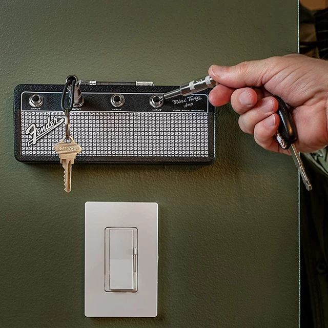 Fender Music Key Holder Falra Szerelt Kulcstartó Láncréteg Gitár Jack Tárolószervező Függő Dobozok Otthoni Dekoráció - Image 4
