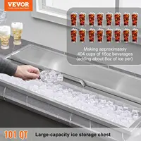 Drop in Ice Chest, 36"L x 18"W x 14"H Stainless Steel Ice Cooler, Commercial Ice Bin with Sliding Cover, 40.9 qt Outdoor Kitchen 2
