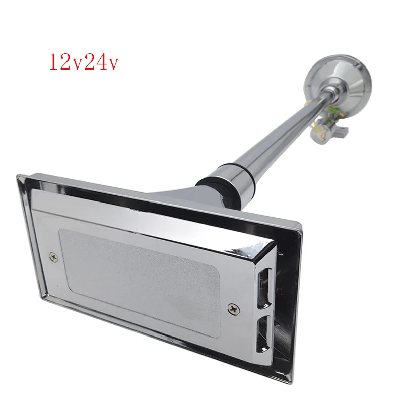 

12V/24V Universal Super Loud Single Trumpet Square Semi Truck Air Horn with Electric Valve Control Hose Car Refit Parts
