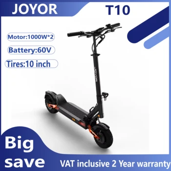 Monopattino elettrico JOYOR T10 per il trasporto urbano, motore 1000W*2, batteria 60V18AH, pneumatici fuoristrada da 10 pollici, monopattino elettrico per tutti i terreni